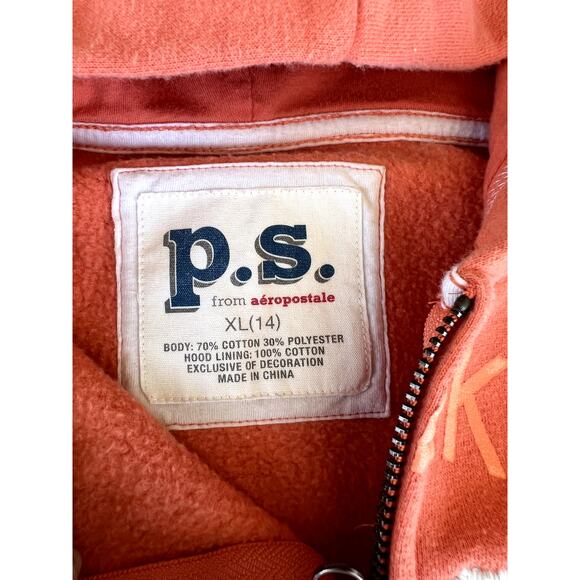 Aeropostal P.S., orange cream Full zip hoodie, Girls XL (14) - Picture 4 of 4